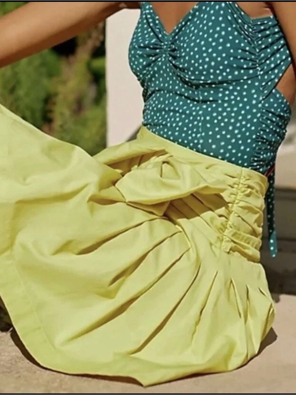 Anthropologie MAEVE Lime Bow mini skirt size XS